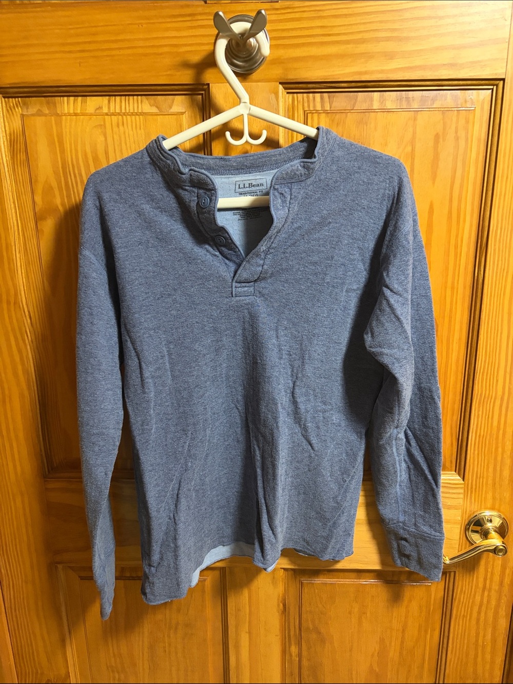 L.L. Bean Men's Long-Sleeve Henley in Heather Blue